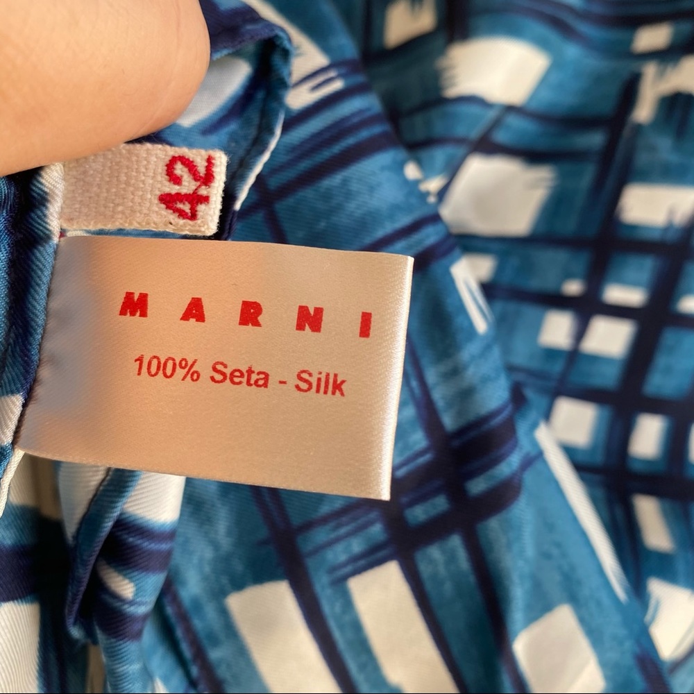 Marni 100% Silk Tank Blue White Size Large - Picture 3 of 7